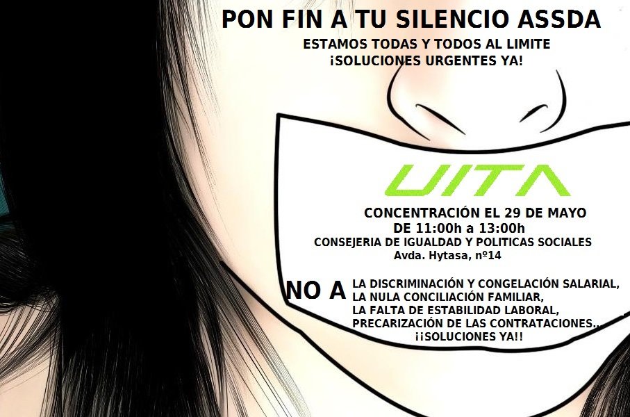 UitaAssda's tweet photo. Avances reales para tod@ASSDA.@AndaluciaJunta RECURSOS,  SALARIOS  DIGNOS,HORARIOS JUSTOS Y CONCILIADORES,  ESTABILIDAD LABORALNuestros  mayores son el alma de la sociedad y no  deben ser apartados en un  rincón.  ¡¡Basta de mentiras!! ¡¡Soluciones  ya!! @susanadiaz @NANIAGUILAR2 https://t.co/X6RixmWxt4