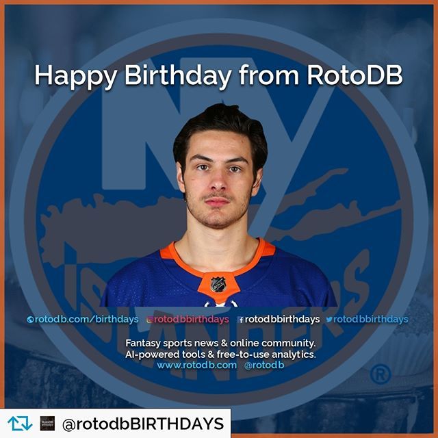 rotodbnhl's tweet photo. https://t.co/fxJhvFUWu8 Repost from @rotodbbirthdays ~ 
Happy 21st Birthday Mathew Barzal (New York Islanders) from @rotodb #HappyBirthday #HBD #Birthday #CakeDay #Sports #Fantasy #FantasySports #NHL #NationalHockeyLeague #Hockey #FantasyHockey #Isles #NYI #NewYork #NY #NYC #Ne… https://t.co/xFeIME41hx