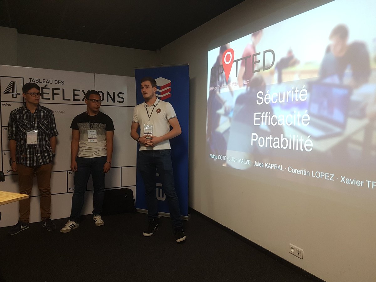 BeMyAppFR's tweet photo. Spotted : sécurité, efficacité, portabilité 😍 #hacktheroad #bordeaux #hashtagbattle https://t.co/LT9HWIFGhP