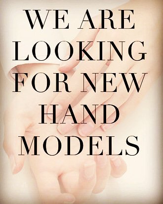 BodyPartsModels's tweet photo. We are looking for new #handmodels along with 14 other part divisions in our new #newyork city office! 
#NYC #NewYorkCity #model #models https://t.co/W33LWFgbFy