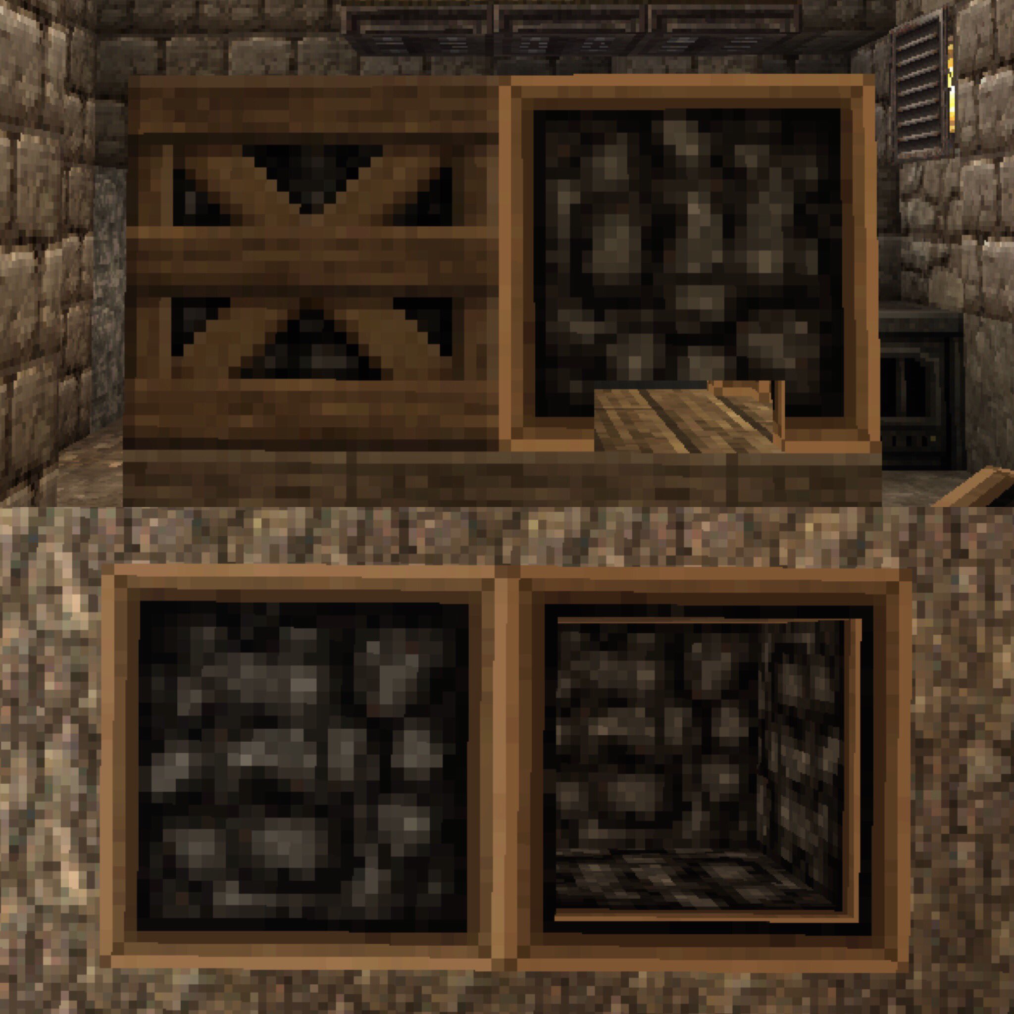 ちくわおいしい お休み中 Bedrock Ver 1 4でハルシオンデイズを導入した際の石炭ブロックと大釜との比較 横から見た場合と上から見た場合 やはり 大釜のテクスチャ全体に石炭上の面のテクスチャが適用されているようですね Mcbedrock Minecraft