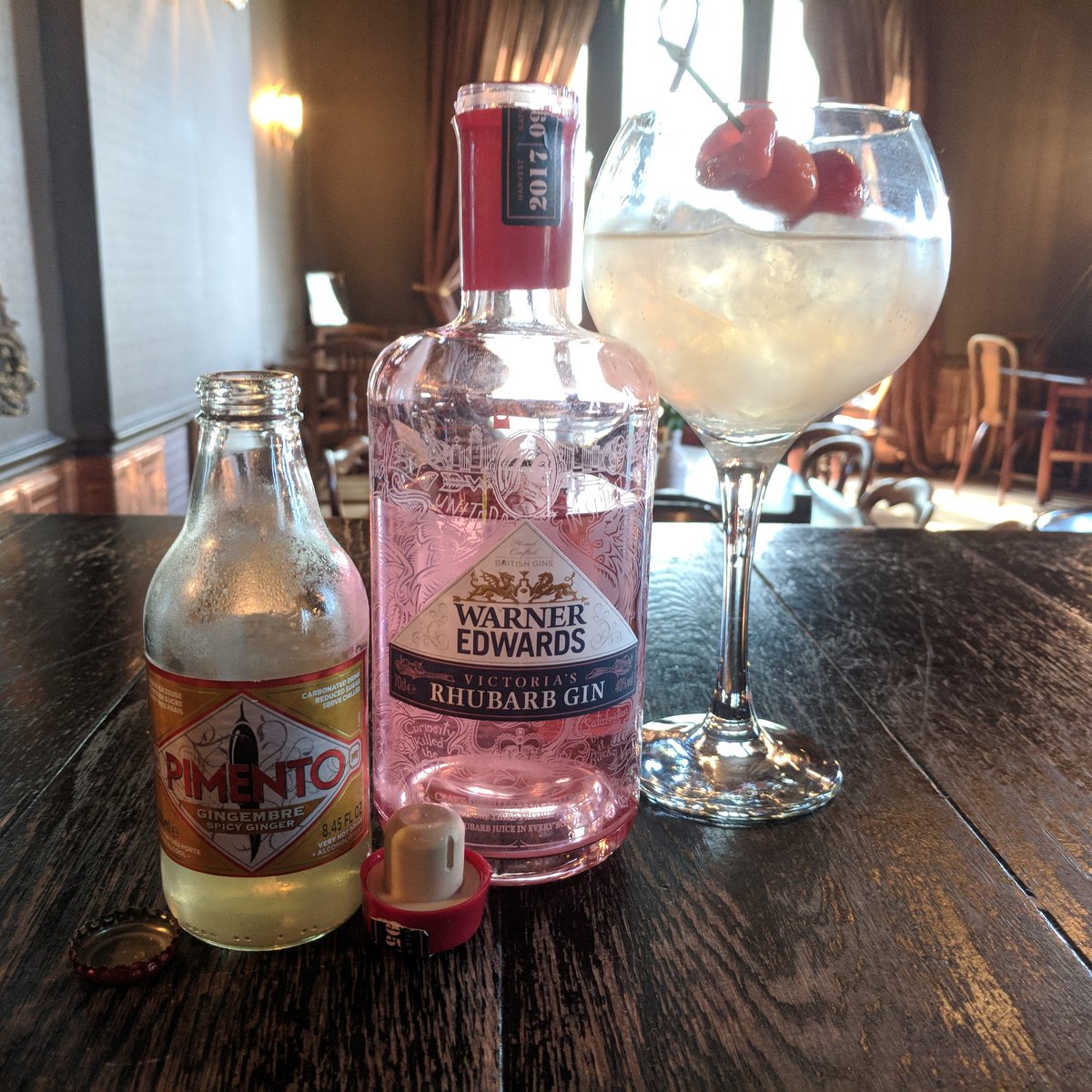 Sunburn! (Our #BankHolidayWeekend
Cocktail)

A Rhubarb #gin and Spicy Ginger Ale combo, with a dash of lime juice, served with pickled Piquante peppers. Pink and Hot!

We will be open tomorrow afternoon from 4pm onwards!

#norwich
#Norfolk
#saturday