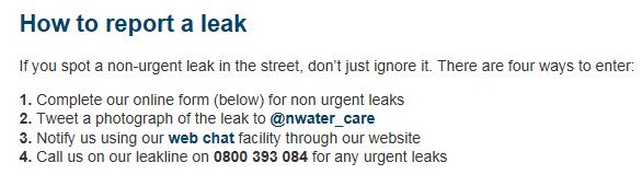 NorthumbrianH2O's tweet photo. Hot sunny day? Water on the ground that definitely didn't come from the sky?
If you think you've spotted a leak from our network, we would like to know about it.
Check out these ways you can report something to us... https://t.co/LBgRp0rfq2