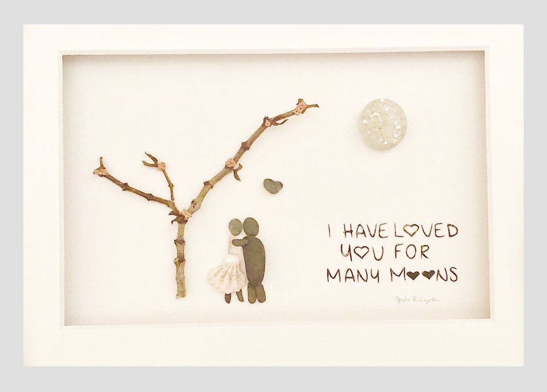 pebbleartbyjodi's tweet photo. Pebble art "Love you to the moon &amp; back' 11 x 14 handmade artwork, pebble couple by Jodi Bolger -  Bridal Shower gift / Anniversary gift https://t.co/J8gRHCwPXr #pebbleartcouple #weddinggiftideas #stonewallart #seaglassartwork #CouplesPresent https://t.co/Nc9j9aUdUU