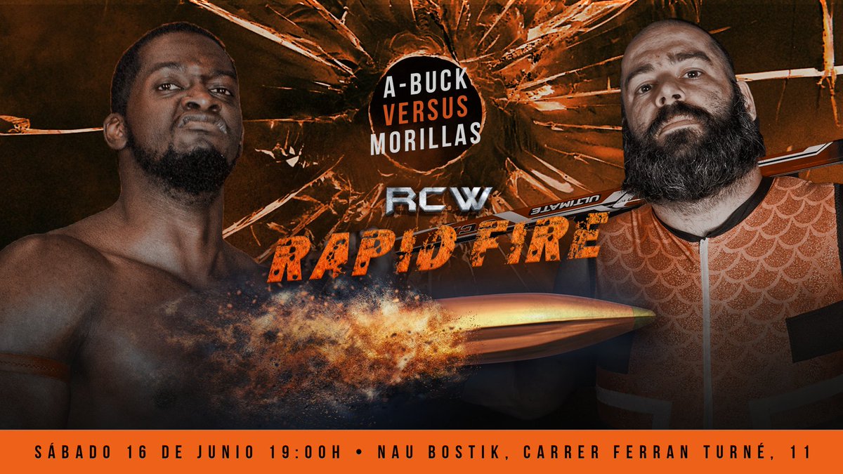 RCWSpain's tweet photo. Importante desafío para el experto hispano-canadiense Jorge Morillas: casi 2 metros de puro músculo, un atleta de primera clase, la bestia de a Kinshasa, A-Buck!

RCW Rapid Fire - 16 de junio - Nau Bostik, Barcelona https://t.co/93YMwu251D