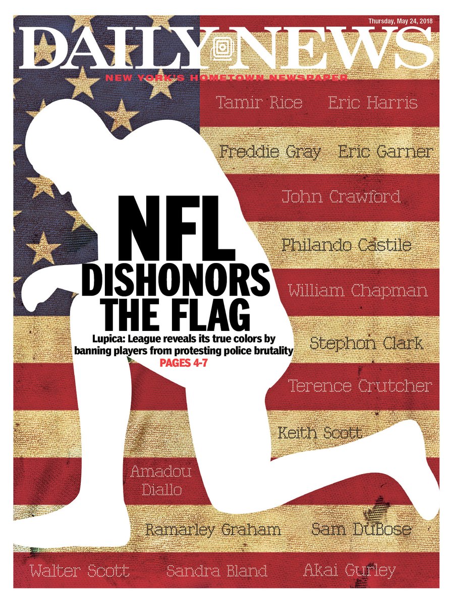 princeeditor's tweet photo. #NFL No-Knee Rule Blasted as Slap at Blacks:
Opinion Writers Ask Whether Protest Isn’t Patriotic https://t.co/QRVwnZd07T @nabjsports @DrShaunHarper #BlackOutNFL #ImWithKap #ImWithKaepernick @DavidHaugh @KarenAttiah #NFLPlayers 
@aojtweets @NYDailyNews https://t.co/KvTbG9eCcf