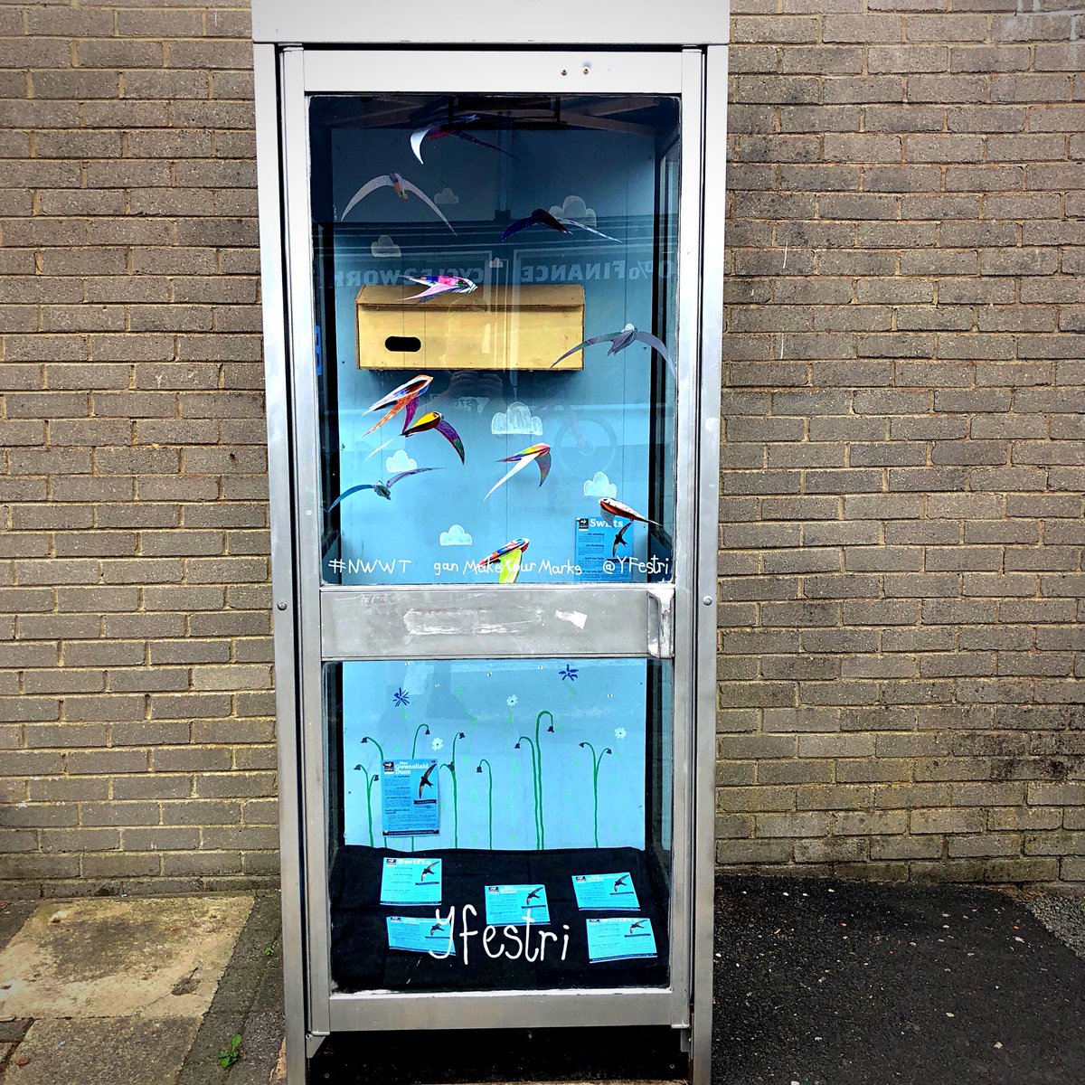 YFestri's tweet photo. New installation at the #YfestriPhonebox.

Swifts project by kids arts club #MakeYourMarks in collaboration with @North_Wales_WT 

Fancy a swift box on your house ? https://t.co/H2wASTsy6t