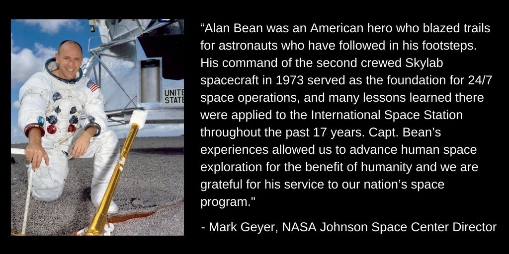 Our Center Director Mark Geyer shares his condolences on the passing of astronaut Alan Bean. Read the family release here: nasa.gov/press-release/…