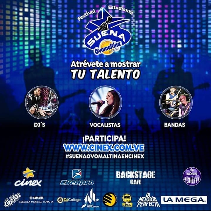 ¡Postúlate para el Festival Suena Ovomaltina en Cinex! 🎵

Si tienes entre 13 y 17 años, ingresa en cinex.com.ve --> sección Festival Estudiantil Suena Ovomaltina y ¡sigue los pasos! 💥

¡Participa por increíbles premios!🎤 #SuenaOvomaltinaEnCinex