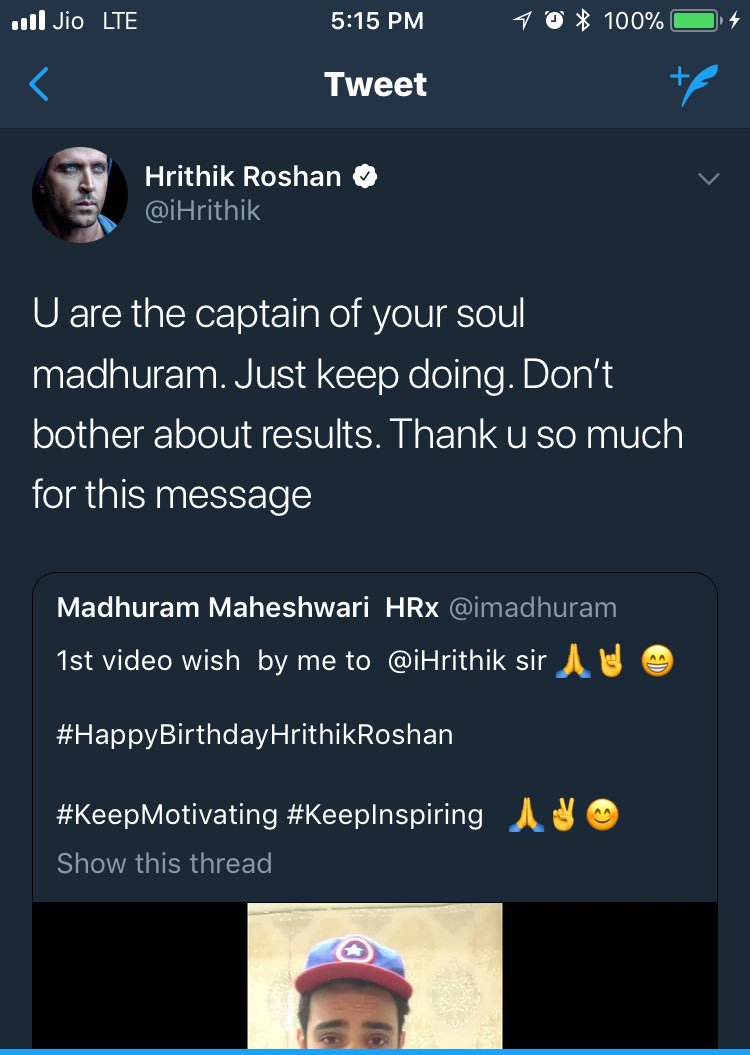 imadhuram's tweet image. #keepgoing 

Always online  👍✌️😊

 😍🤟🙈😘

#KEEPChecking  my messages 😊

@iHrithik  brada 🙏👍😊 #GQnights