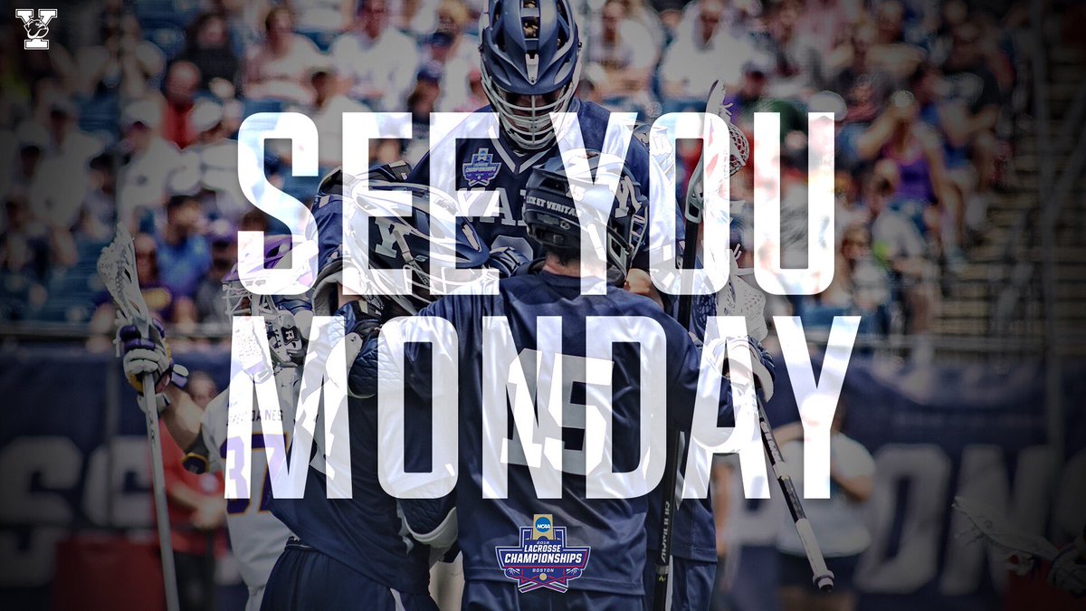 Ivy League (@ivyleague) on Twitter photo SEE YOU MONDAY.
No. 3 <a href="/YaleLacrosse/">Yale Men's Lacrosse</a> advances to the National Championship game on Monday after a statement 20-11 win over No. 2 Albany. Bulldogs will face winner of Maryland/Duke.
#IvyLax SEE YOU MONDAY.
No. 3 <a href="/YaleLacrosse/">Yale Men's Lacrosse</a> advances to the National Championship game on Monday after a statement 20-11 win over No. 2 Albany. Bulldogs will face winner of Maryland/Duke.
#IvyLax