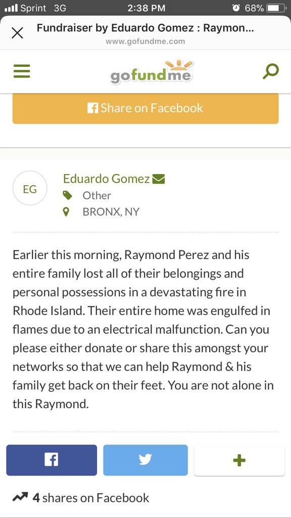 RealBobManning's tweet image. One of our Syracuse brothers lost everything in a fire today. Please find it in your hearts to help him out gofundme.com/we-got-your-ba…