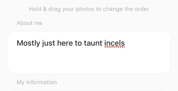 janefraw's tweet image. Is this a good dating app profile or no