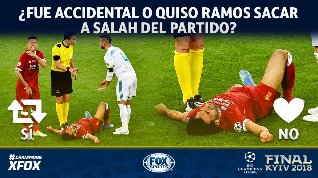 ¿QUÉ DICEN DE LA LESIÓN QUE PROVOCÓ RAMOS A SALAH?

#ChampionsxFOX 

🔁RT: Fue falta
💓MG: Accidental