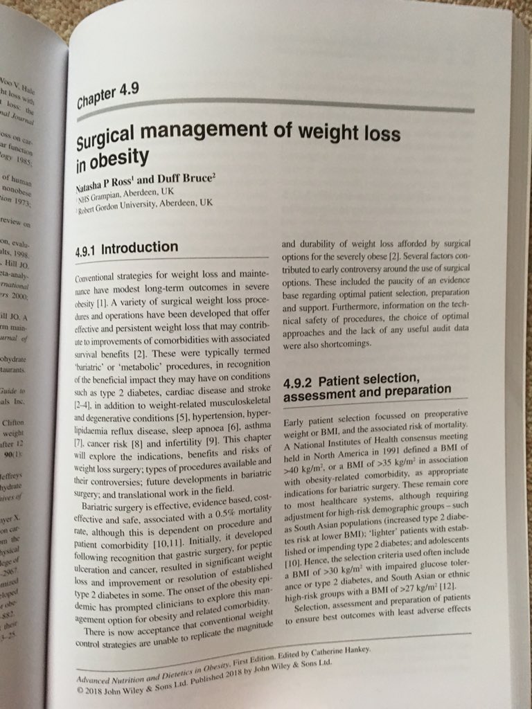 Mpmok's tweet photo. Advanced nutrition and dietetics in obesity. Delighted to have contributed to this - Chapter- Diet to support surgical management of weight loss. @duffbruce &amp; Natasha Ross - Chapter- Surgical management of weight loss in obesity @bariatricBOMSS #obsmuk https://t.co/OyNwjWafdG