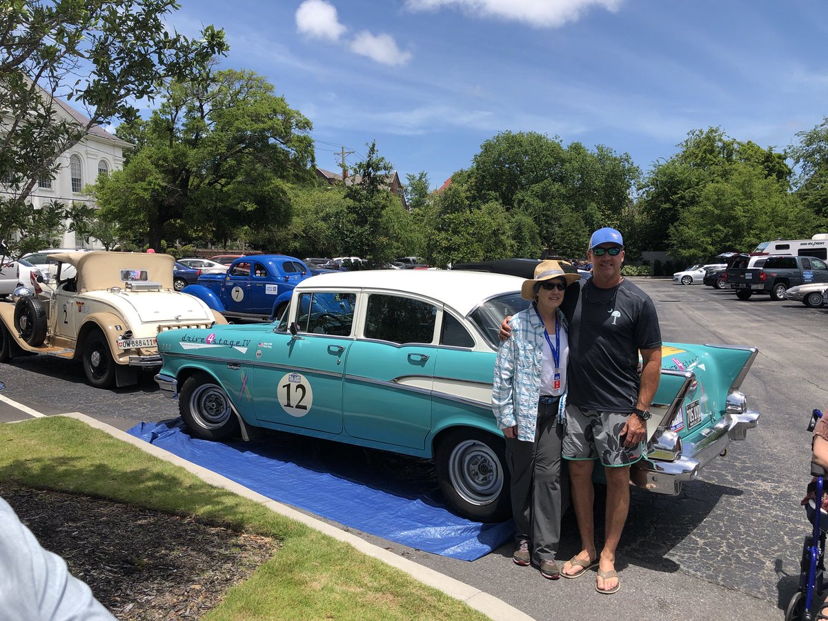 jamestownking's tweet photo. In Charleston for start of the 
drive4stageivrally tomorrow early (8:12 am start for our car #12). It’s all action.
My cousin Maurice stopped down to see me.  #thankyoucousin #drive4stageiv @metavivor 

https://t.co/YTPyV265iA https://t.co/GNMEigdWHC