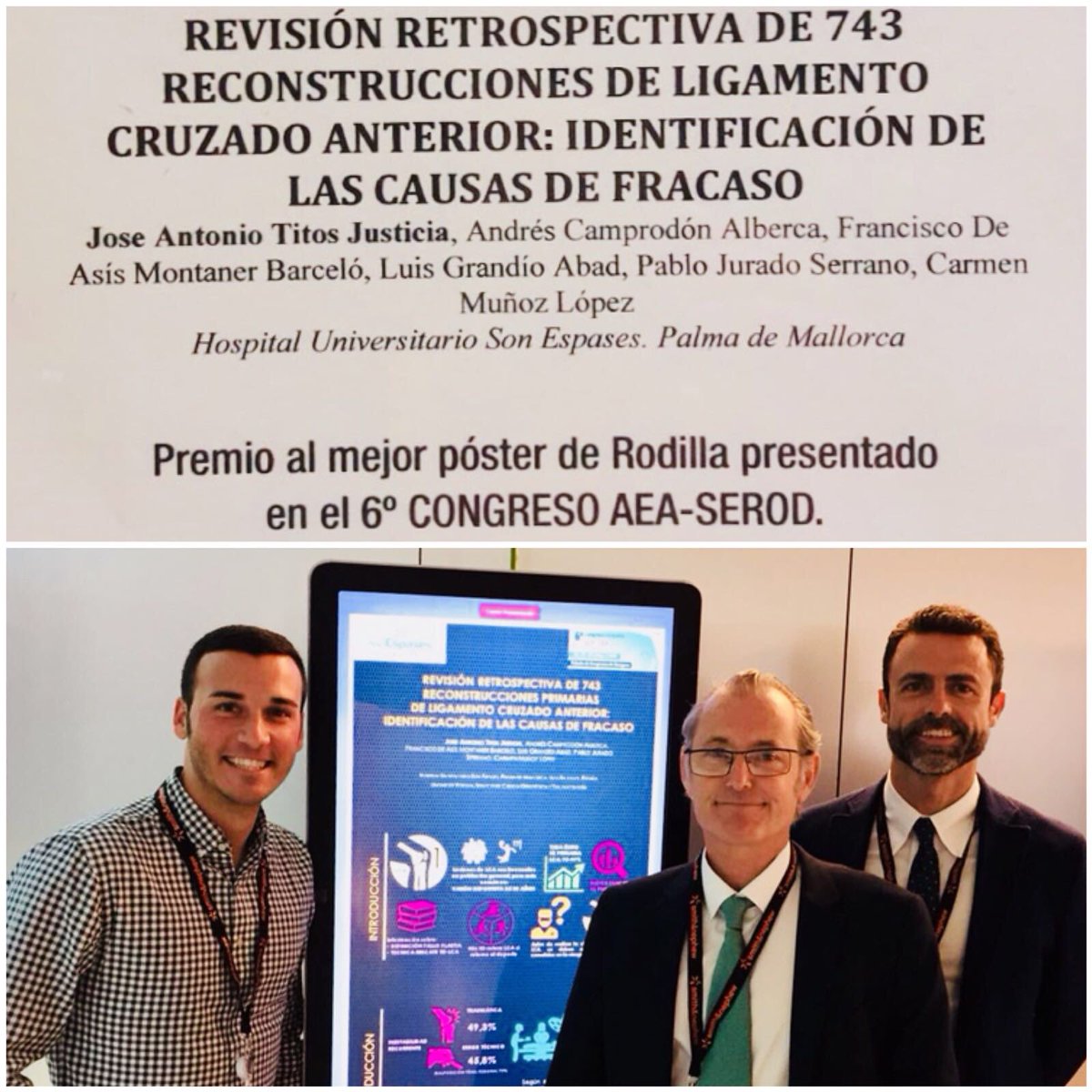🥇Afortunado de haber recibido un premio de la Sociedad Española de Rodilla #AEASEROD2018 #premiomejorposterodilla #zaragoza <a href="/aeartroscopia/">AEA</a> <a href="/serodsociedad/">serod-soc</a> <a href="/SonEspases/">HU Son Espases</a> @soycot