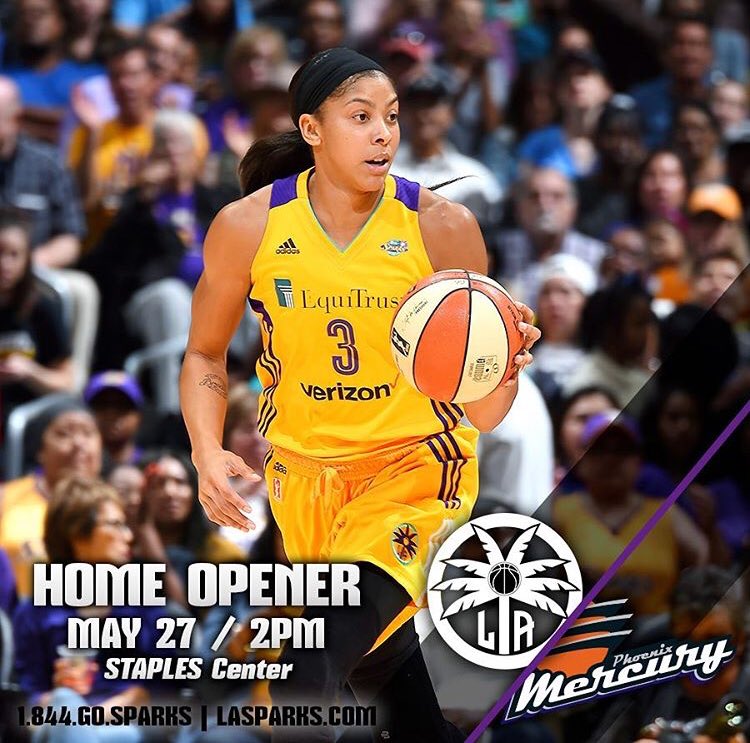 Candace_Parker's tweet photo. Home opener Tomorrow! See all yโall there, 2pm vs Mercury. #Sparks #AllForLA https://t.co/0WWuopBPGc
