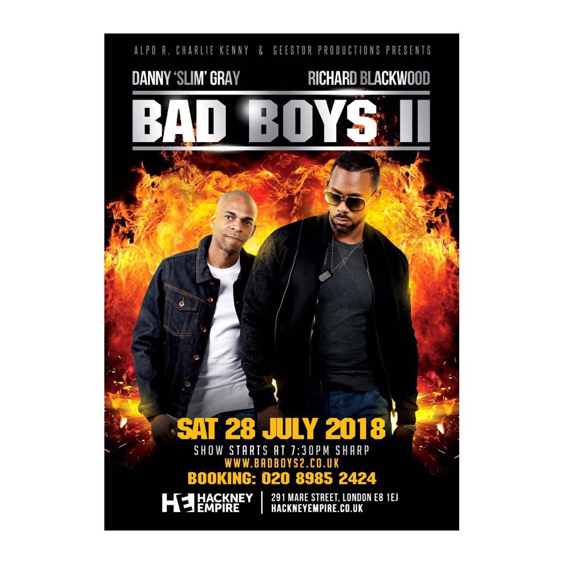 GeeStor Productions (@geestorprod) on Twitter photo Have you heard the news? ๐
Two of Britainโs top comedians join forces for another night of hard hitting comedy! ๐ฃ
Join <a href="/RB_Official/">Richard Blackwood</a> & <a href="/SLIMcomedian/">Slim Comedian</a> for #BadBoys2 at <a href="/HackneyEmpire/">Hackney Empire</a> โ๏ธโ๏ธ
Grab your tickets before they go badboys2.co.uk Have you heard the news? ๐
Two of Britainโs top comedians join forces for another night of hard hitting comedy! ๐ฃ
Join <a href="/RB_Official/">Richard Blackwood</a> & <a href="/SLIMcomedian/">Slim Comedian</a> for #BadBoys2 at <a href="/HackneyEmpire/">Hackney Empire</a> โ๏ธโ๏ธ
Grab your tickets before they go badboys2.co.uk
