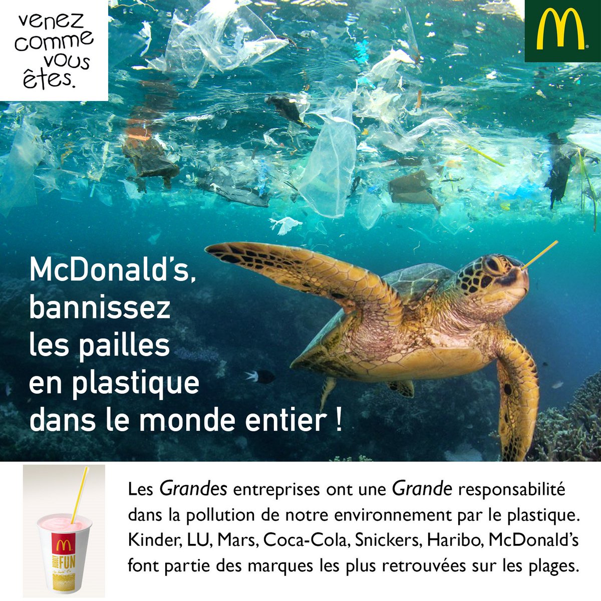 Kill the plastic on Twitter: "Les Grandes entreprises ont une Grande  responsabilité dans la pollution des #océans par les #déchets #plastiques.  @McDonalds bannissez les pailles en #plastique dans le monde entier !
