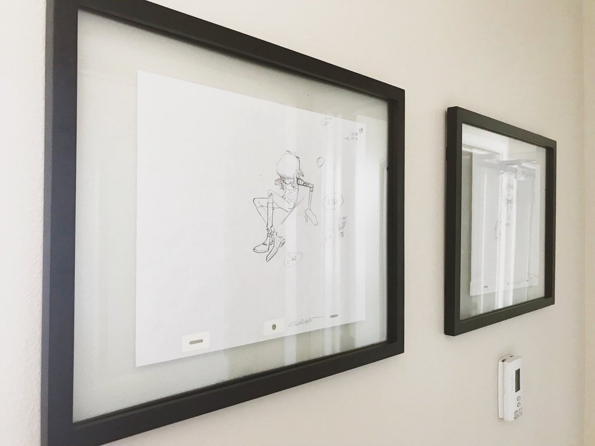 Framed and hung the original #Gorillaz production drawings @genegoldstein and I recently got ?? 
