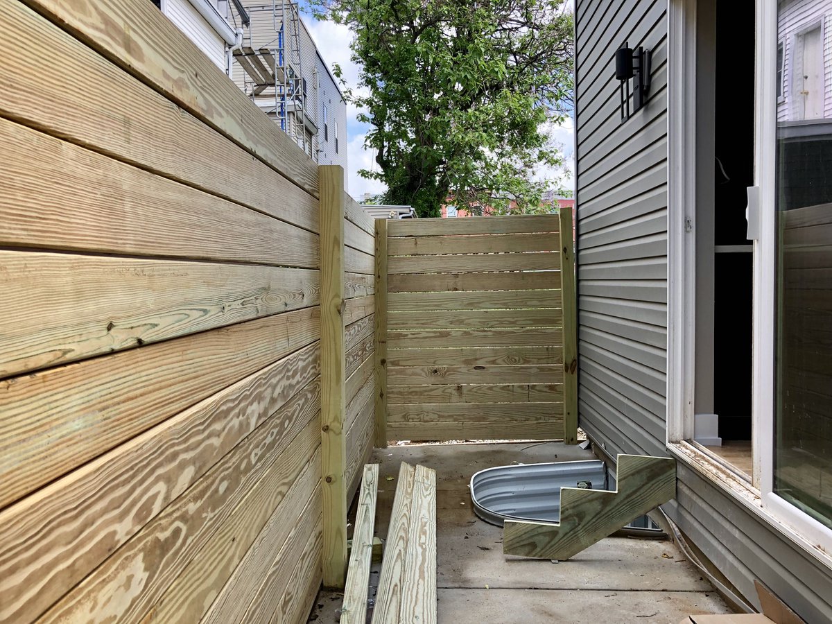 DesignProDev's tweet photo. Backyard fencing ✅
•••
#designprodev #phillyrealestate #realestate #homes #philly #philadelphia #phillyconstruction #construction #invest #investors #clients #newconstruction #phillyhomes #buildphl #phillyre #phillybuilders #buildingphilly #newhomesinphilly #new #apt https://t.co/c058ExRHoq