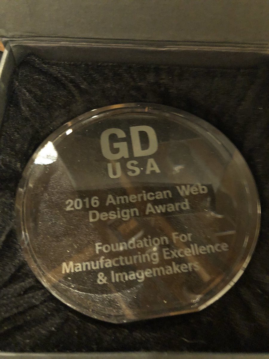 MFGisNOW's tweet photo. Congratulations to the Foundation for #Manufacturing Excellence for being awarded the American Web Design Award, by GD USA. All credit goes to @imagemakersinc for the creativity, design and...patience. Well done!! https://t.co/eXa5t4GvfH https://t.co/x3s8hM8Gqn