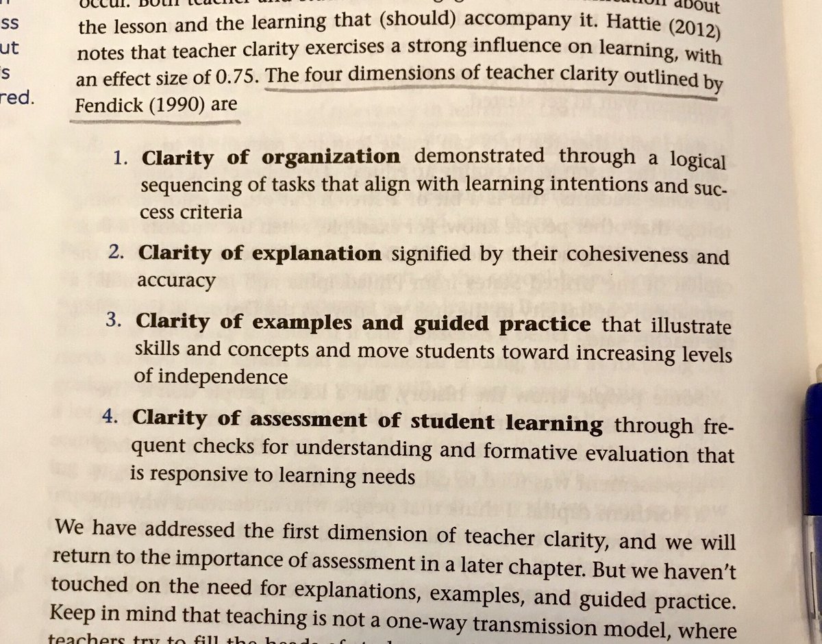 genevie79cr's tweet image. Planning and successful execution of that plan are critical for fostering teacher clarity—the communication between teacher and students. #BookSnaps #read18in18 #assessmentcapablevisiblelearners