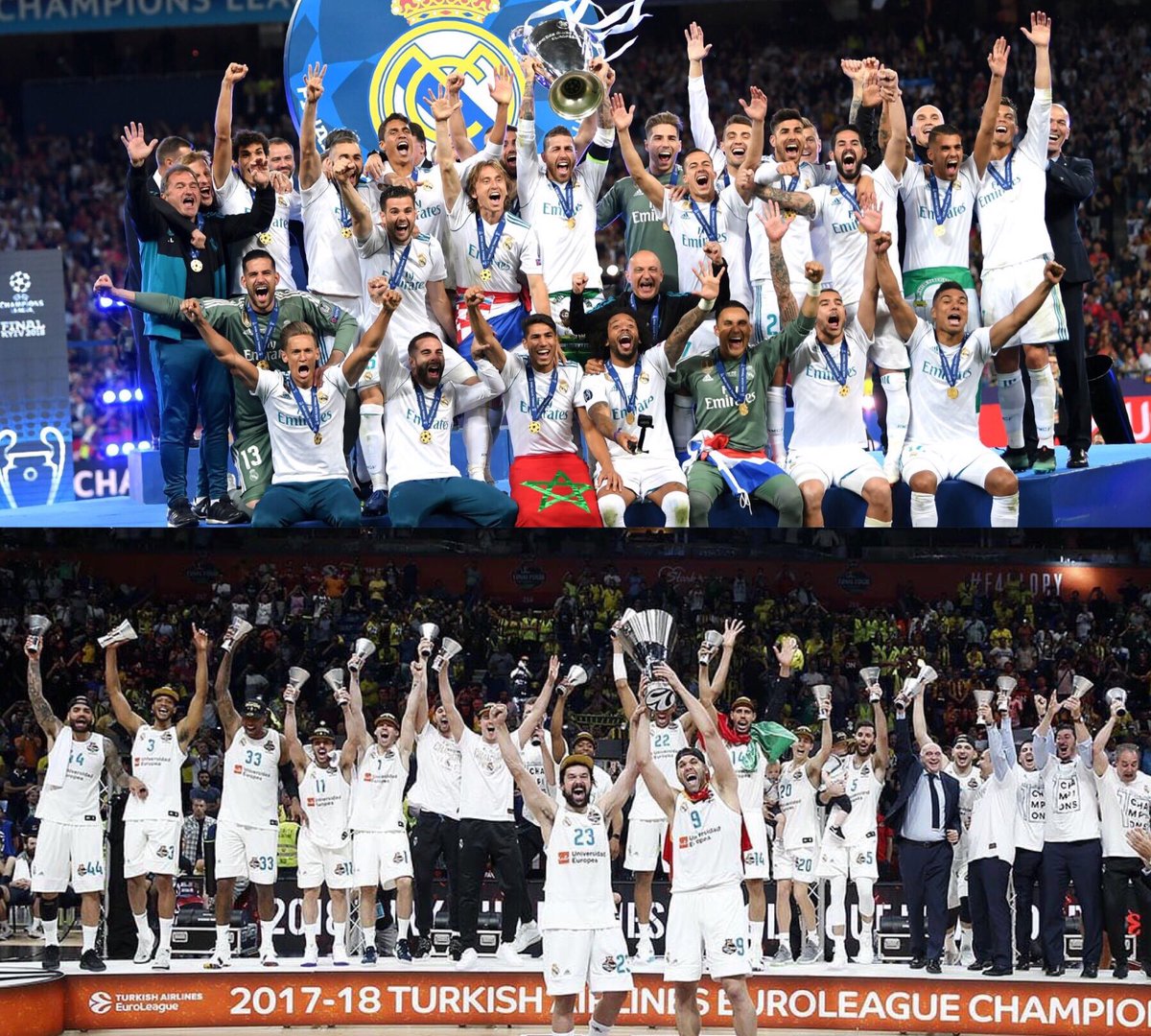 Reescribiendo la historia!!#ladecimotercera ⚽
#ladecima 🏀
#halamadrid 🏆