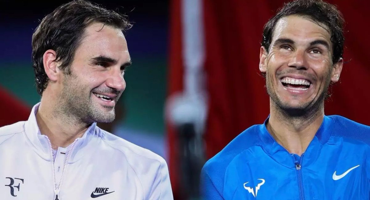 FedererLive's tweet photo. Roger on Rafa: "Playing against Rafa for so many years has been amazing—he pushed me to innovate, work harder, and to develop my game. I don’t think I would be the player I am today without him as my chief rival." https://t.co/dQZaeKQJfv