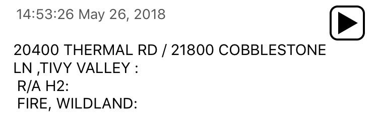 OrangeCoveFire's tweet photo. Water tender 66 is now assisting with a #wildlandfire near thermal rd/ cobblestone ln Tivy Valley https://t.co/zcEKeRUC7O