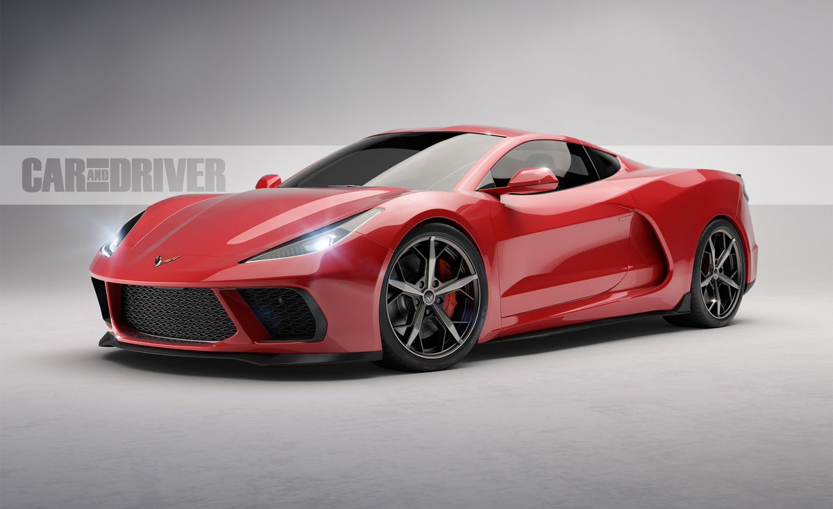 CARandDRIVER's tweet photo. Here’s what to expect from the long-awaited mid-engined @Chevrolet Corvette C8: https://t.co/SEJCfkOt2H https://t.co/rrHdTGZ7A5
