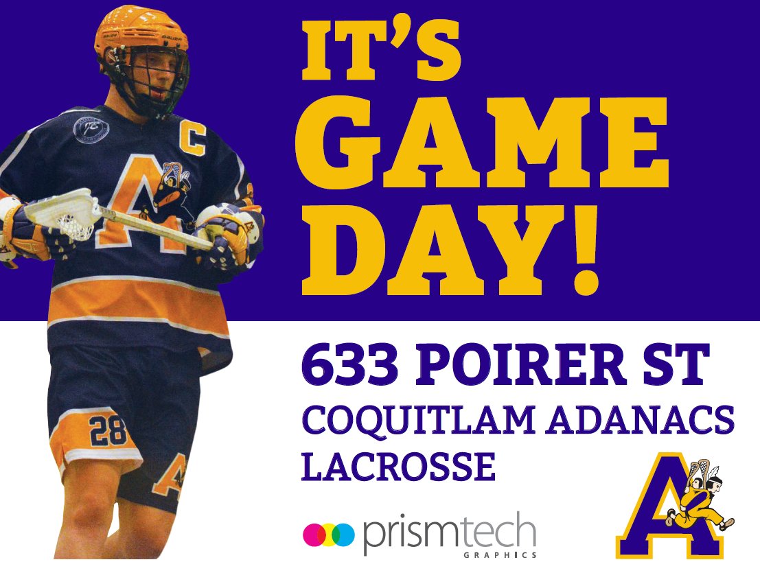 WLAAdanacs's tweet photo. It’s Game Day! Join us down at The Palace on Poirier as your Adanacs take on the @nanaimotimbermenlacrosse to open the 2018 Season. Game time is 7pm, but the action gets started before that so head over early! @WLALacrosse @WLAAdanacs https://t.co/diAPuknkFc