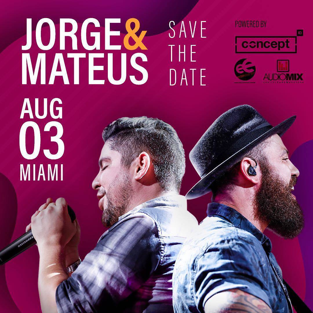 jorgeemateus's tweet image. Se preparem! 03/08 estaremos em MIAMI.