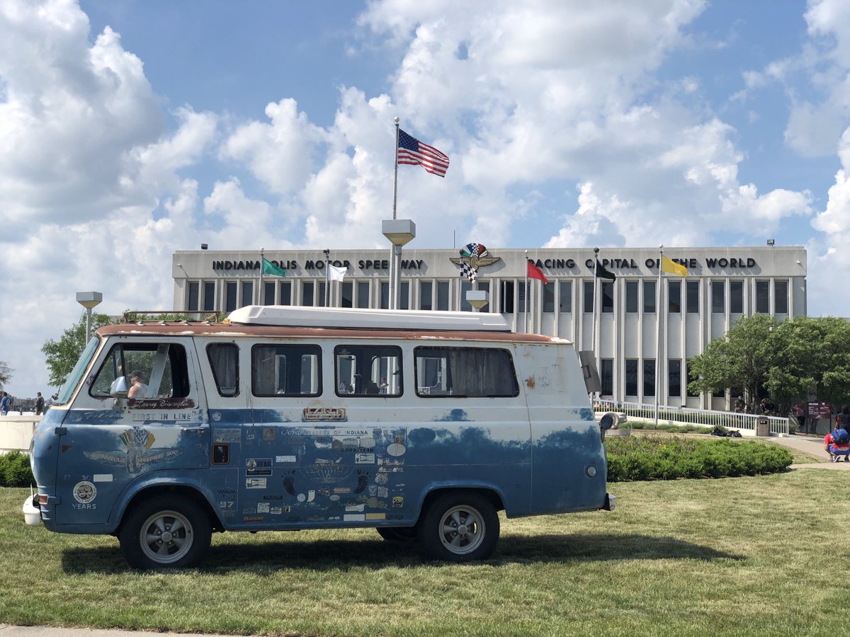 GasMonkeyGarage's tweet photo. The “First In Line” van is right where it belongs at the @IMS! What did y’all think of the road trip to Indy and the #advanceautoparty?! #GasMonkeyGarage #indy500 https://t.co/iO0NUaBHXo