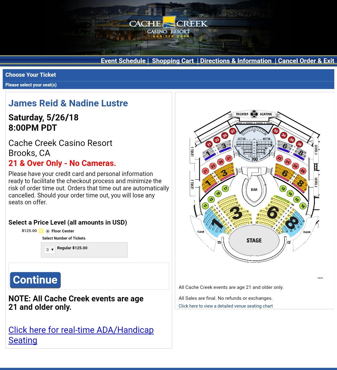 Cache Creek Seating Chart