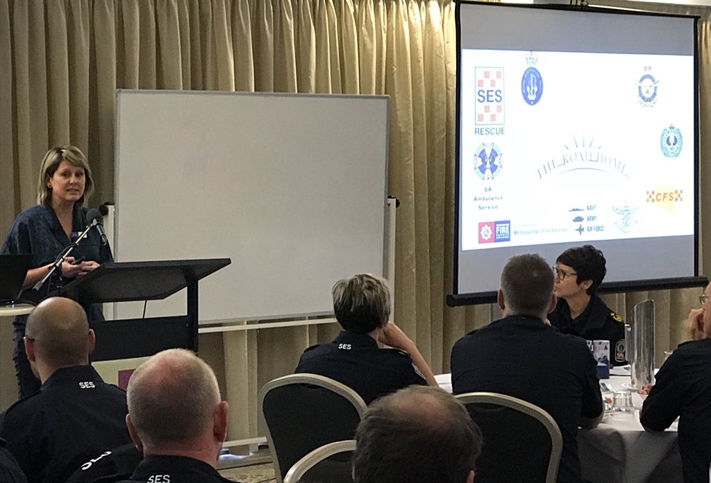 SASEStraining's tweet image. Karen May is the next speaker at #umf18 talking about the Road Home Wellbeing Program