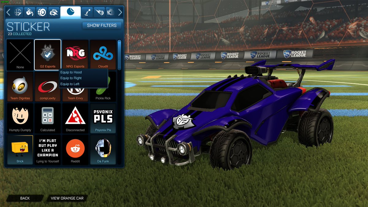 jalen_xyz's tweet photo. New concept I've been thinking of for Rocket League, Car Stickers! Whether you want to meme or support your favorite RLCS teams, the addition of stickers would allow for further customization of cars in RL! https://t.co/uj7mlpvK1b