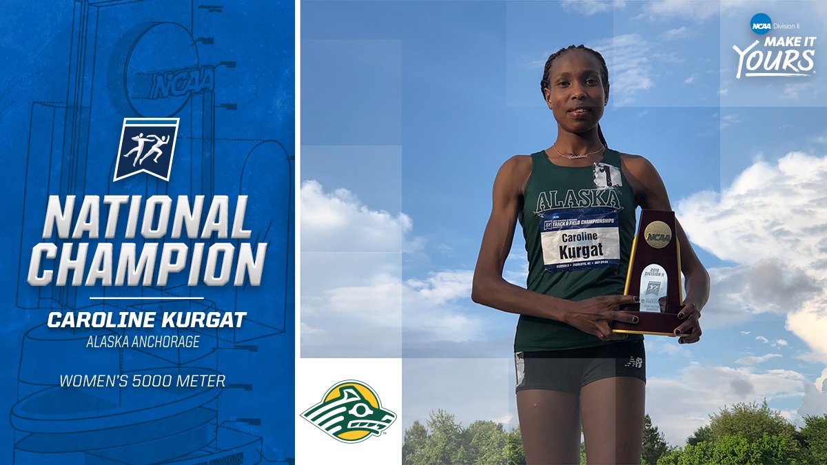 NCAADII's tweet photo. Congratulations to Caroline Kurgat of Alaska Anchorage, she is the 2018 #D2TF Women's 5000 Meter National Champion! 🎖️ https://t.co/dgicolG8I2