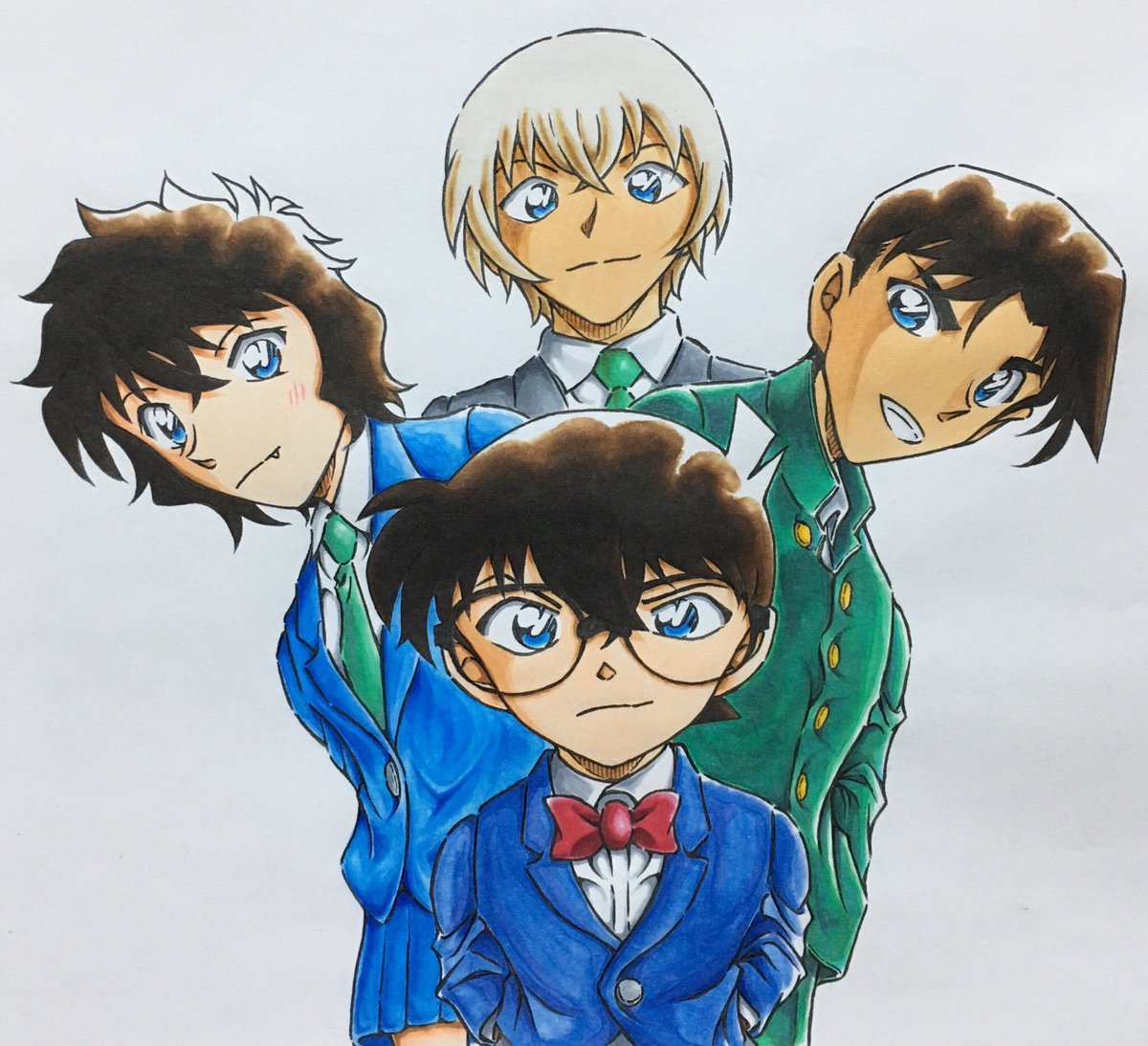 コナン 描いてみたシリーズ 名探偵 名探偵の4人 コナン 平次 世良 安室 を描 Soumaのイラスト コナン 描いてみたシリーズ 名探偵 名探偵の4人 コナン 平次 世良 安室 を描 Soumaのイラスト