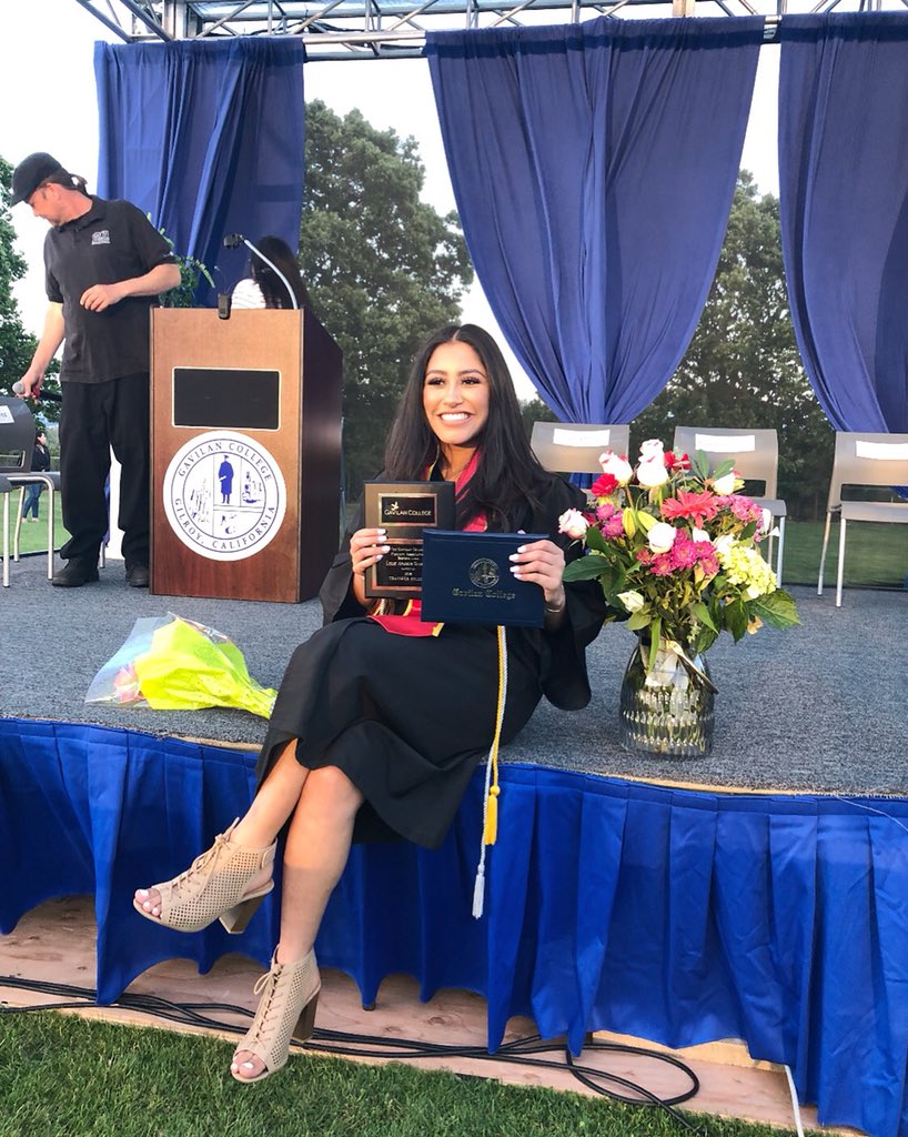 prezlezzz's tweet photo. I feel so proud for accomplishing my first few goals and humbled for being recognized for my endeavors; I got to hold our poli sci banner for holding the highest gpa in my major and was honored with the Transfer Student Of The Year award. Thank you @GavilanCollege for everything! https://t.co/hWQqm7wzHk