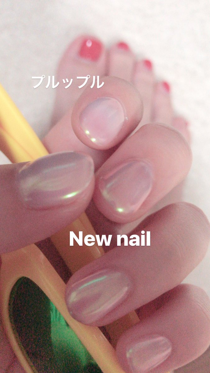 Emma お気に入りネイル クリアにオーロラパウダー Nail