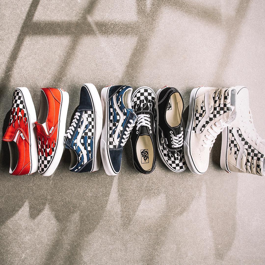 Vans チェッカー フレイム ファイヤー パターン スリッポン 10.5 VANS 