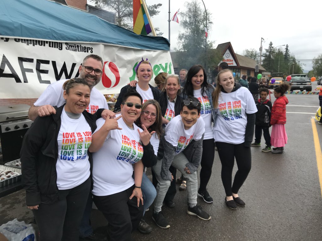 matt8196's tweet photo. Today was an awesome day... Thank you to everyone that came out... I get to work with an amazing group of people and live in a pretty great community... #smitherspride #smithers #lgbtqcommunity #loveislove @safewaycanada @sobeys #bbq @smitherslibrary @taylorbachrach #prideπ https://t.co/TSiu7vzbxk