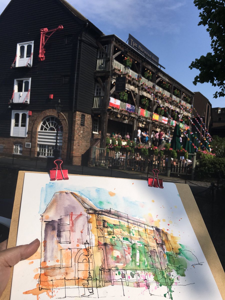 One of the stunning locations for a beautiful wedding yesterday.  Drawing in progress #DickensInn #London #IDrawAtWeddings