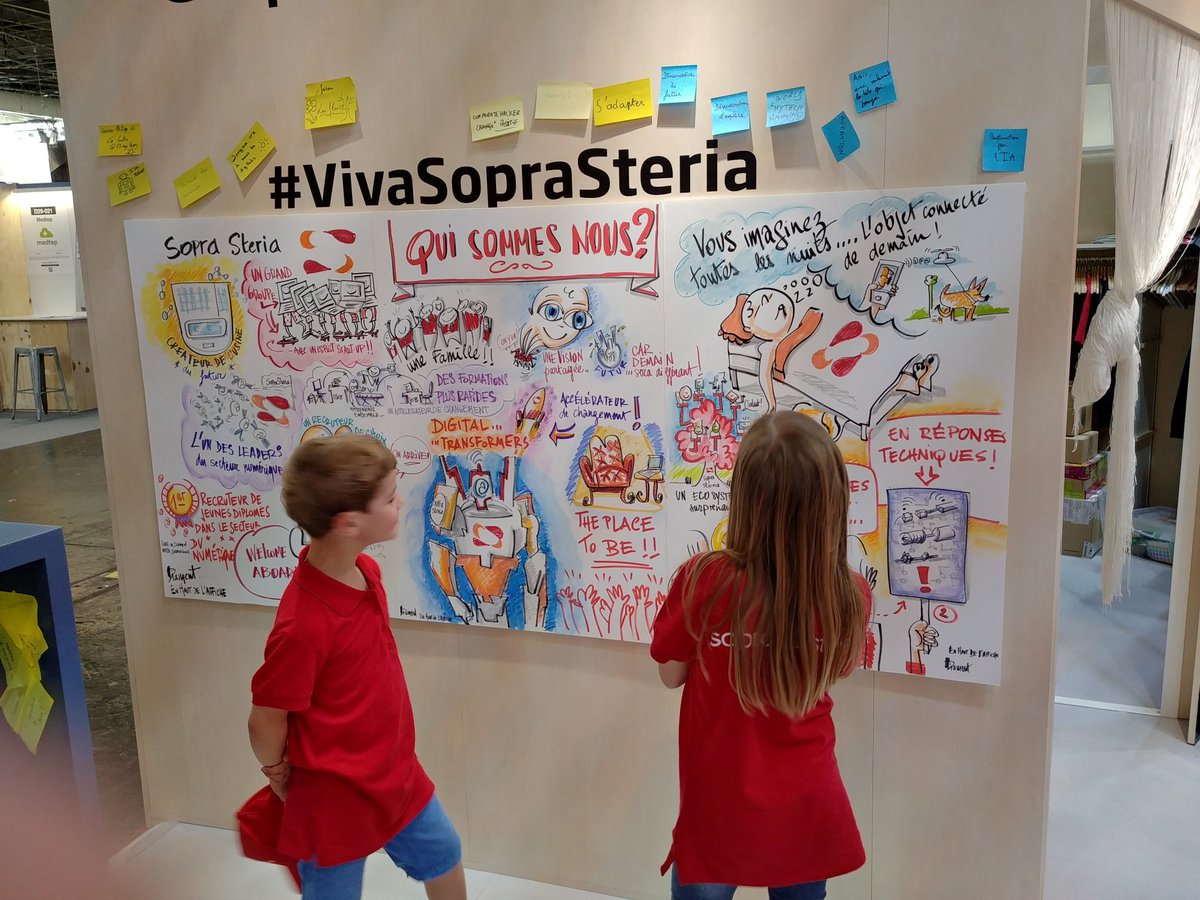 stephane_d_75's tweet photo. À la fin de #VivaTech on a la tête pleine de belles rencontres ! Immortalisées par nos 2 facilitateurs graphiques ! Merci Michel et Philippe ! @SopraSteria cc @Philippelie #VivaSopraSteria https://t.co/9rqikRlotR