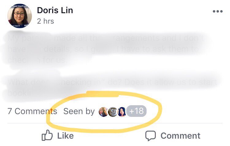 DorisLin's tweet photo. “Seen by”?!  Not cool, @facebook. I don’t want people to know I saw their post. Maybe I’m avoiding that topic. Maybe a post is full of trolls.

People will accuse each other of seeing their posts without interacting with them. #seenby https://t.co/16h5wCnKNt