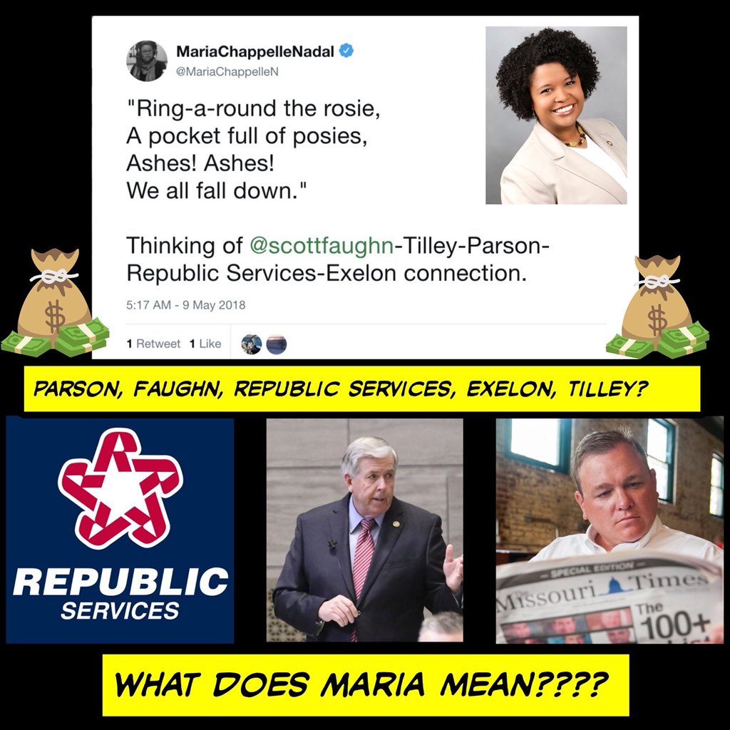 YearOfZero's tweet photo. @TeamTilley
Since ur on here, can U explain what @MariaChappelleN meant by this tweet?
Somebody memed her. Something about Republic services, faughn + Tilley. What does she mean?
Asume has to do with the burning fire & not the #LIHTC COUP
#moleg #mogov #greitens #GreasyJay https://t.co/UrHAjbNL5G