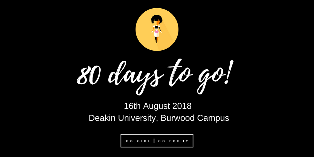 GoGirlGo4IT's tweet photo. 📅 80 days to go until @gogirlgo4it event 16th August 2018 @deakinuniversity!  😁 Sponsorship opportunities are still available - https://t.co/fIQdNZRvxS #AnyGirl4IT  #gogirlgo4it #countdown #sponsorgogirl @vict4w https://t.co/ZbDwVZI3Wv