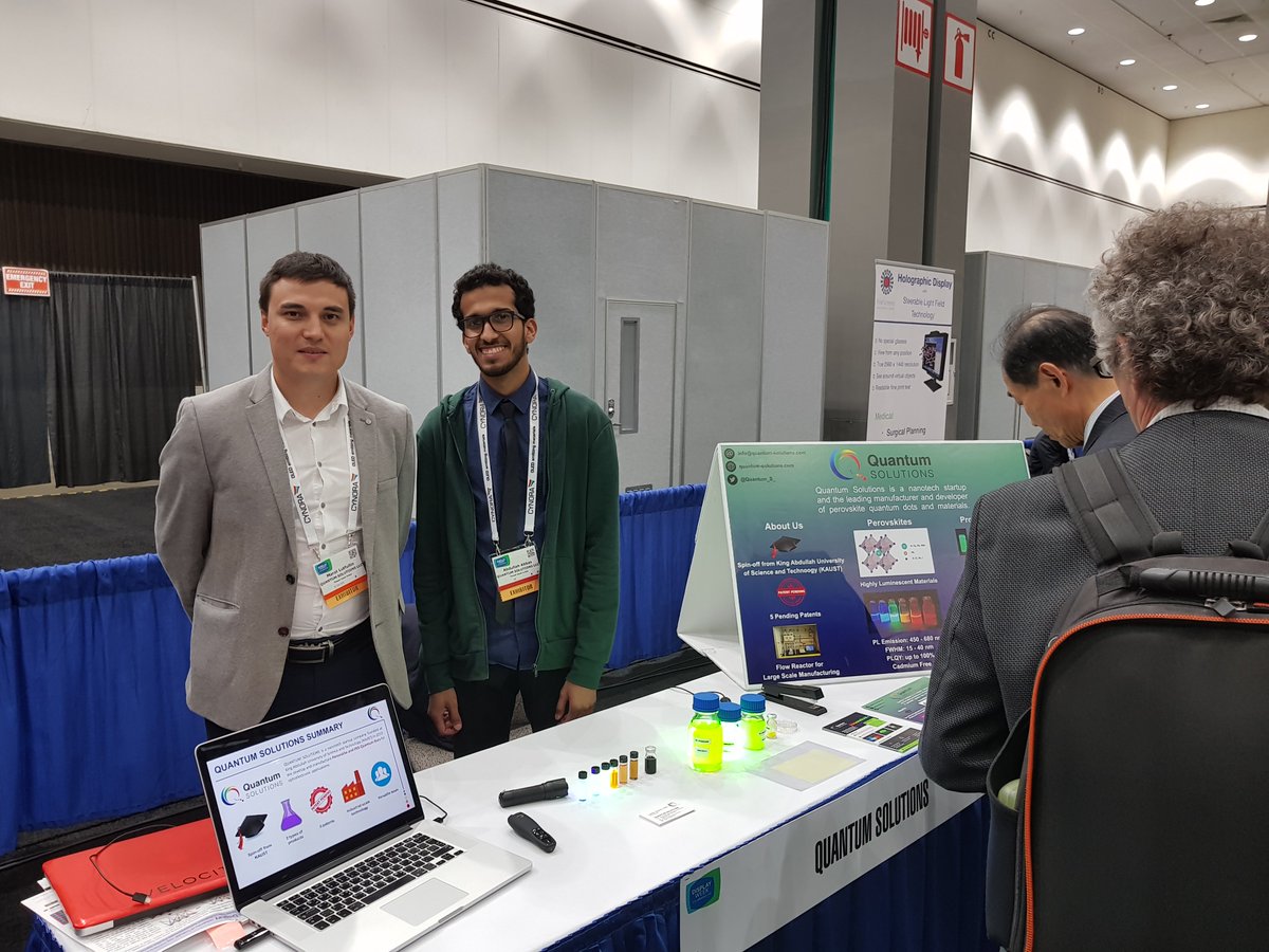 Quantum_S_'s tweet image. QUANTUM SOLUTIONS exhibited brand new products for LCD: Perovskite Quantum Dots, to make displays more colorful. Several hundreds attendees of our booth during #DisplayWeek18 in Los Angeles, new contacts, new partners and potential customers @Quantum_S_ @DisplayWeek #QuantumDots